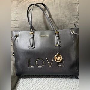 Michael Kors Black Tote with Gold Accents